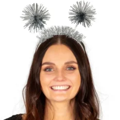 Diadem med Pom Poms Silver