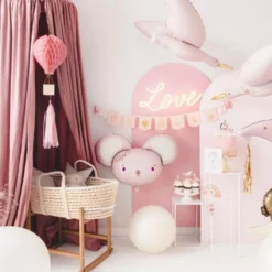 DIY Hängande Honeycomb Rosa Luftballong