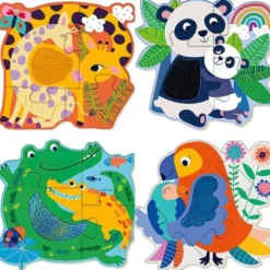 Djungeldjur Pussel 4-Pack