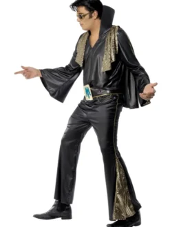 Elvis Kostym Svart/Guld Maskeraddräkt (Medium)