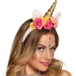Enhörnings Diadem med Rosa Blommor