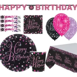 Födelsedagsset Glitter Rosa 41-pack