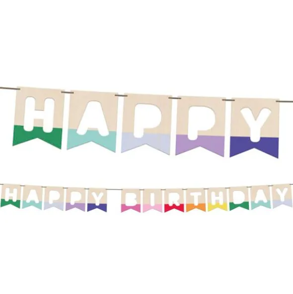 Flaggirlang Happy Birthday i Trä 4 m