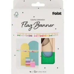 Flaggirlang Happy Birthday i Trä 4 m
