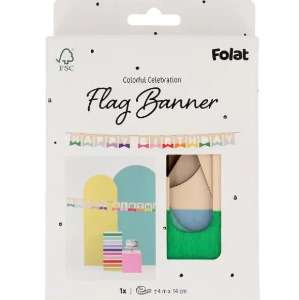 Flaggirlang Happy Birthday i Trä 4 m