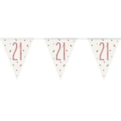 Flaggirlang 21 År Vit & Roséguld