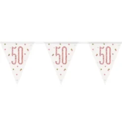Flaggirlang 50 År Vit & Roséguld