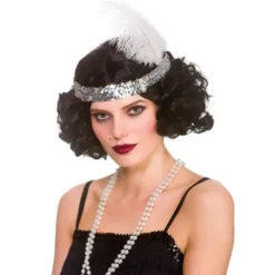 Flapper Peruk med Pannband Svart