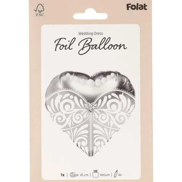 Folieballong Bröllopsklänning Silver 45 cm