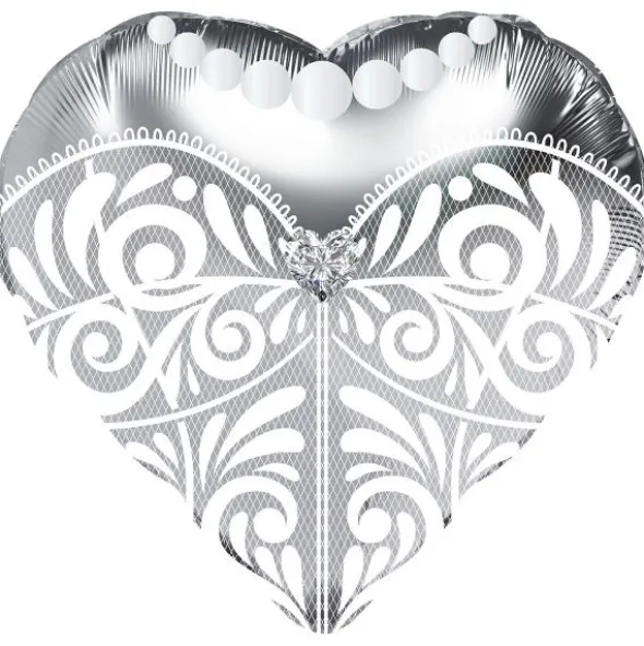 Folieballong Bröllopsklänning Silver 45 cm