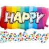 Folieballonger Happy Birthday Regnbåge