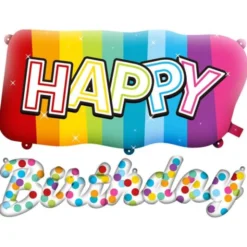 Folieballonger Happy Birthday Regnbåge