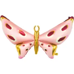 Folieballong Fjäril Rosa/Guld