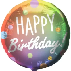 Folieballong Happy Birthday Prickar Färg Mix