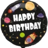 Folieballong Happy Birthday Rymden