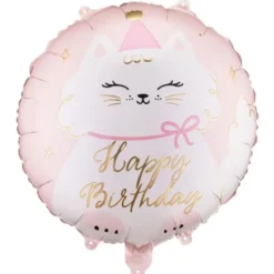 Folieballong Happy Birthday Katt 35 cm