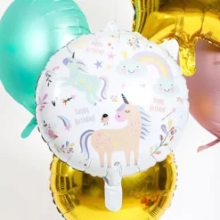 Folieballong Happy Birthday Enhörning Pastell