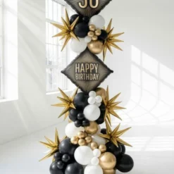 Folieballong Happy Birthday Svart/Guld 46 cm
