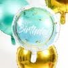 Folieballong Happy Birthday Turkos & Guld