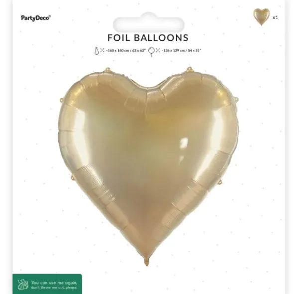 Folieballong Hjärta Guld 129 x 136 cm