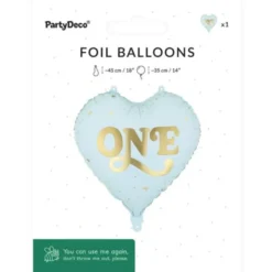 Folieballong Hjärta One Ljusblå