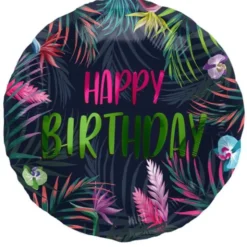 Folieballong Rund Happy Birthday Tropisk