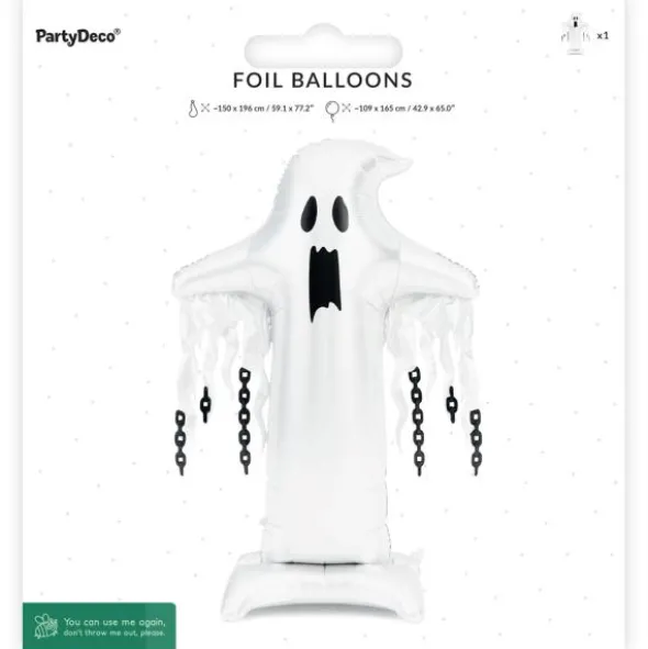 Folieballong Spöke Stående Vit (109 x 165 cm)