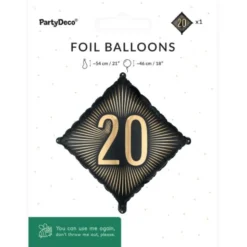 Folieballong 20 Svart/Guld 46 cm