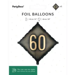 Folieballong 60 Svart/Guld 46 cm