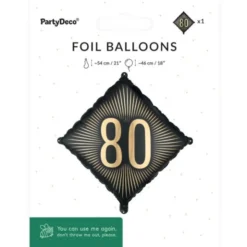 Folieballong 80 Svart/Guld 46 cm