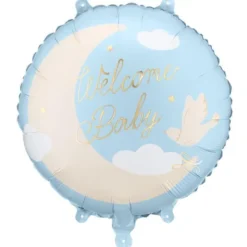 Folieballong Welcome Baby Ljusblå Rund 35 cm