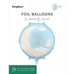 Folieballong Welcome Baby Ljusblå Rund 35 cm