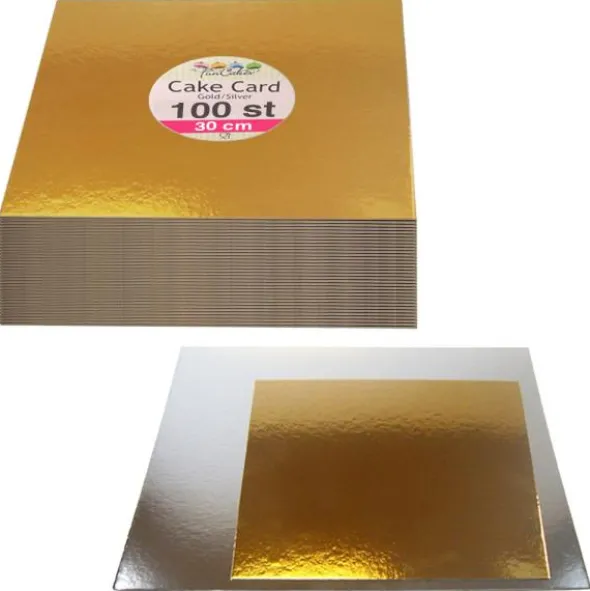 Fyrkantiga Tårtbrickor Guld & Silver 30 cm 100-pack