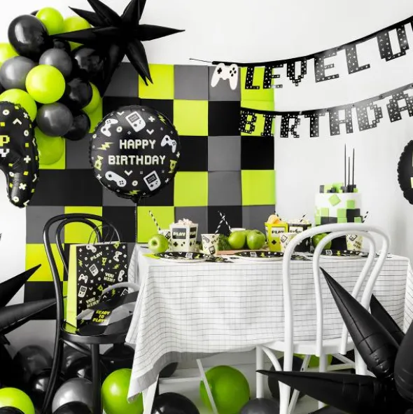 Gaming Folieballong Happy Birthday Svart