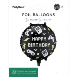 Gaming Folieballong Happy Birthday Svart