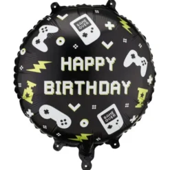 Gaming Folieballong Happy Birthday Svart