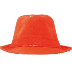 Gangsterhatt med Paljetter Neonorange