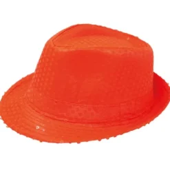 Gangsterhatt med Paljetter Neonorange
