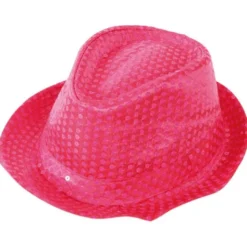 Gangsterhatt med Paljetter Neonrosa