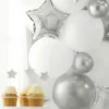 Glansiga Miniballonger Silver 50-pack