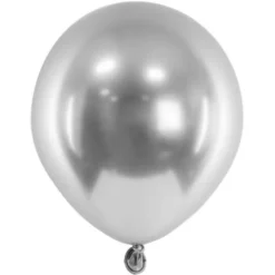 Glansiga Miniballonger Silver 50-pack