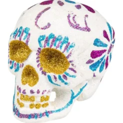 Glittrig Sugar Skull Dekoration Vit