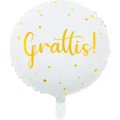 Grattis Folieballong Guld & Vit