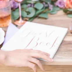 Gästbok Guest Book Vit och Roséguld