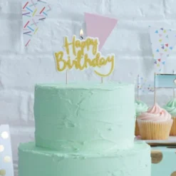 Guldglittrande Tårtljus Happy Birthday