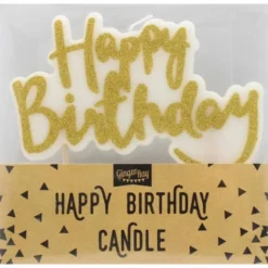 Guldglittrande Tårtljus Happy Birthday