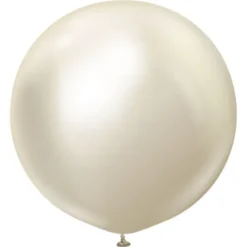 Guldiga Gigantiska Chrome Latexballonger White Gold 2-pack