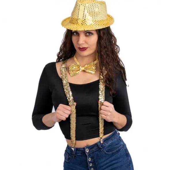Guld Maskeradkit Paljetterad 3-pack