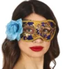 Halvmask med Blomma Blå/Guld