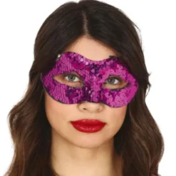 Halvmask med Paljetter Lila